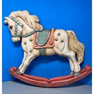 Wood World Hand Crafted Rocking Horse Wall Art Va USA Vintage Child's Baby Room